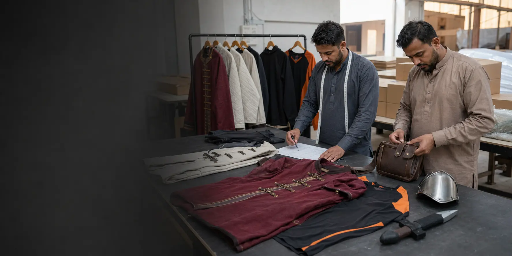 Prince Textile team reviewing a custom product sample